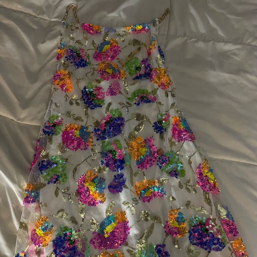 white dress floral print